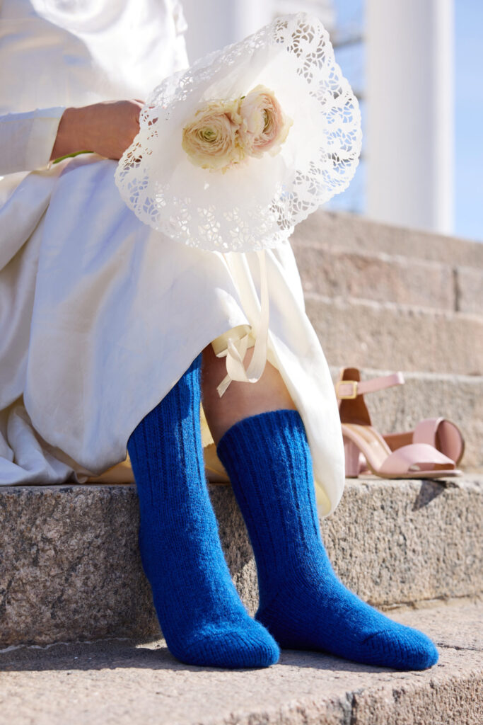 Bride blue wool socks