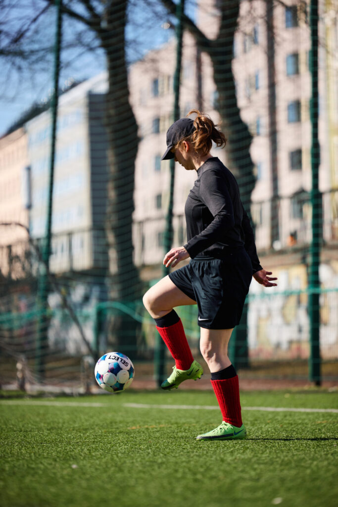 Footballer red wool socks