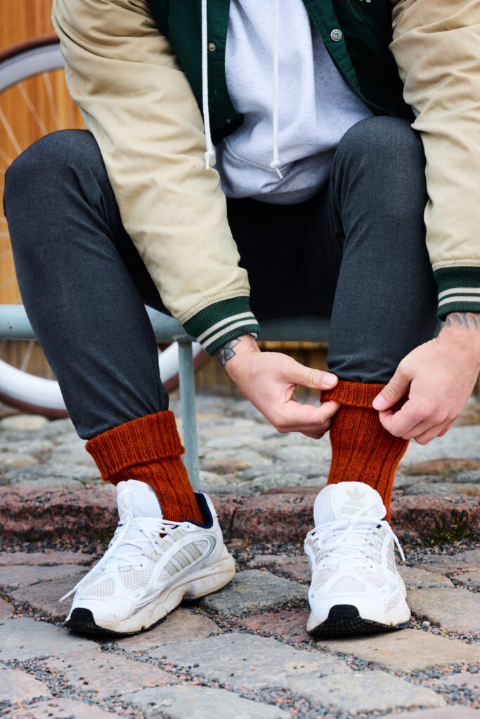 Red wool socks