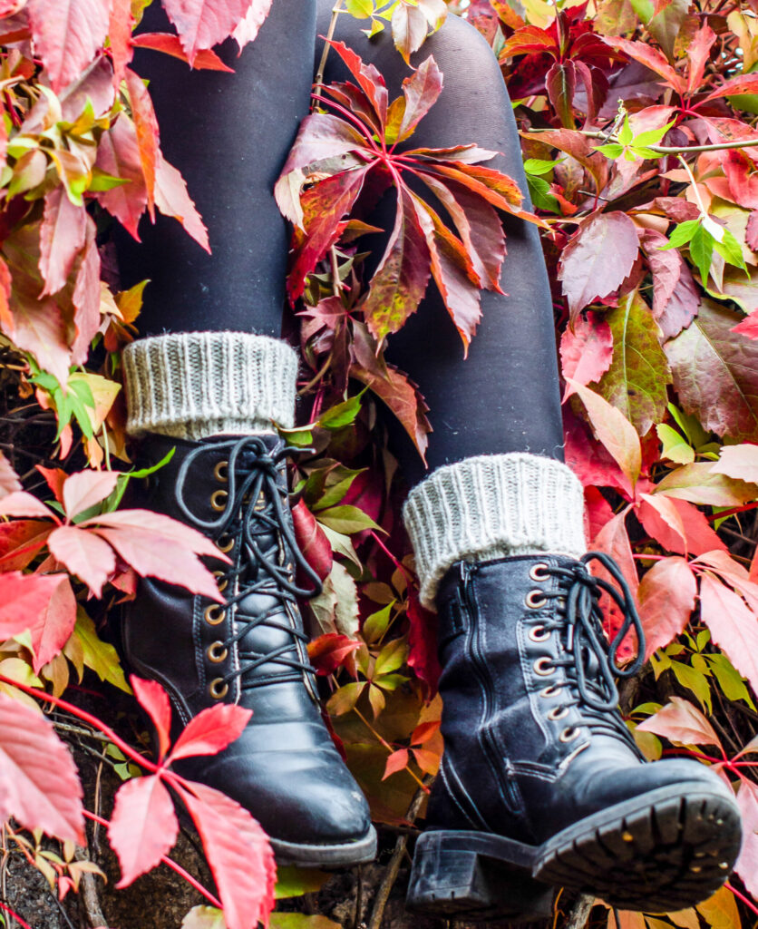 Wool socks and autum leaves